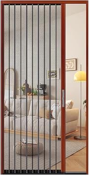 ZIMGOD Concertina Door Ventilated Accordion Sliding Door with Mesh & Lock, Aluminum Alloy Folding Gate No Drill, Retractable Screen Doors for Interior Kitchen Living RoomRed,23x80in 58.5x203cm
