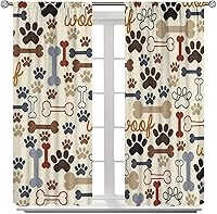 Vista 75 de Cortinas opacas con estampado de patas de perro, estampado de patas de perro y huesos, tratamiento de ventana, cortinas con aislamiento térmico