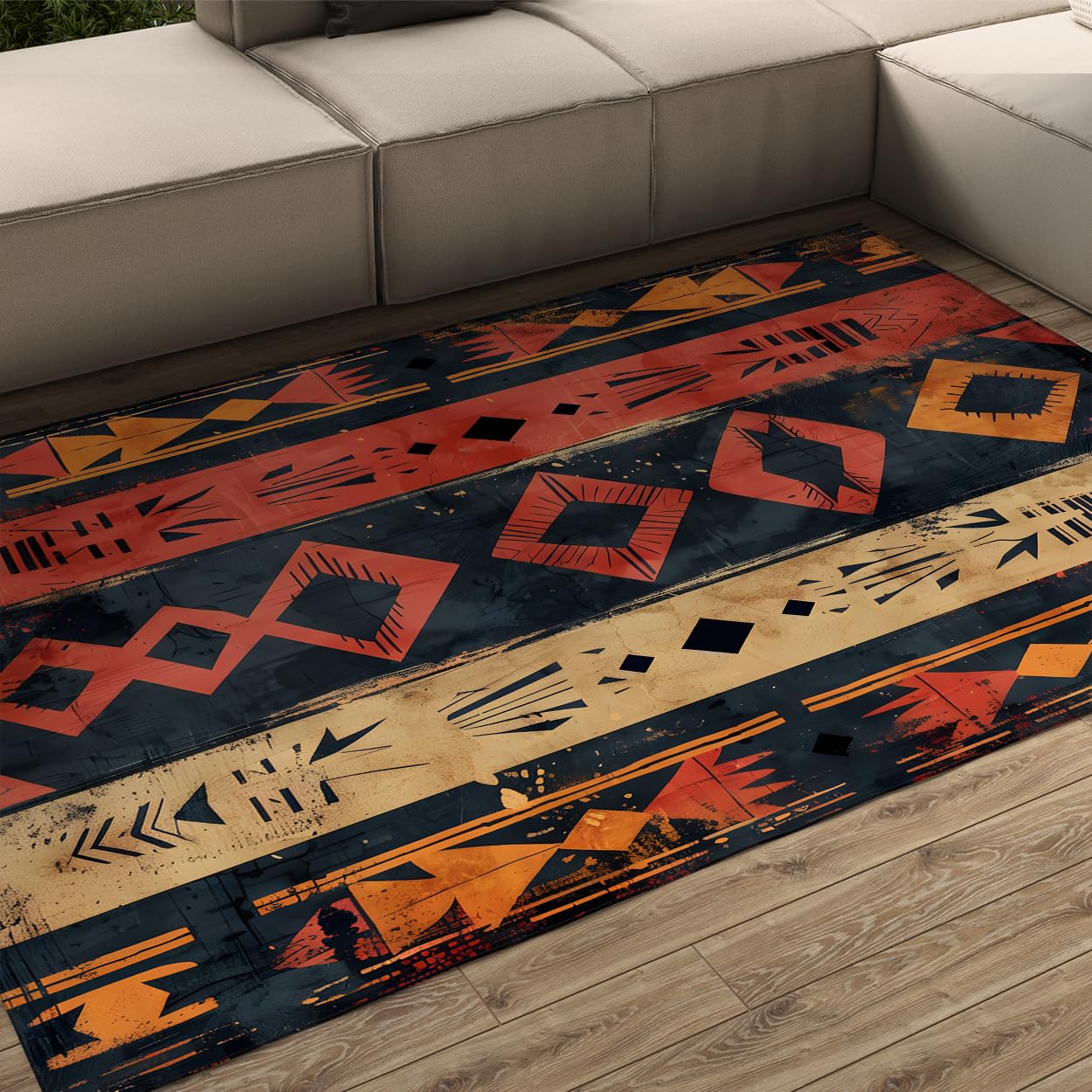 Tapis aztèque 120x180cm pour un salon bohème et chaleureux