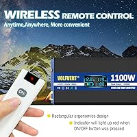 Vista 3 de Inversor de onda sinusoidal pura de 1100 vatios, convertidor de 12 V CC a 110 V 120 V CA con dos salidas de CA, puertos USB, puertos tipo C, control