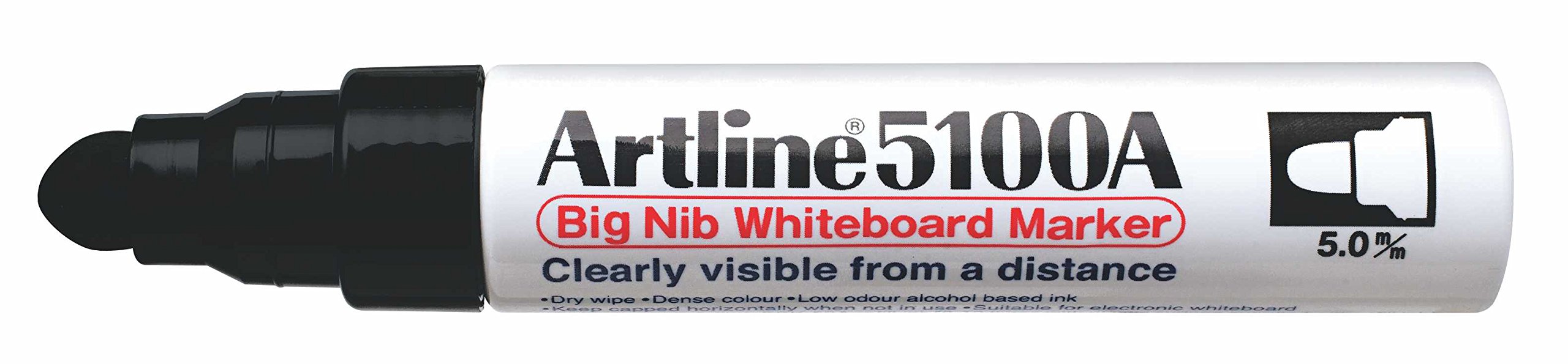 Artline EK-5100A Big Nib White Board Marker, Pack of 2 (Black)-image-6