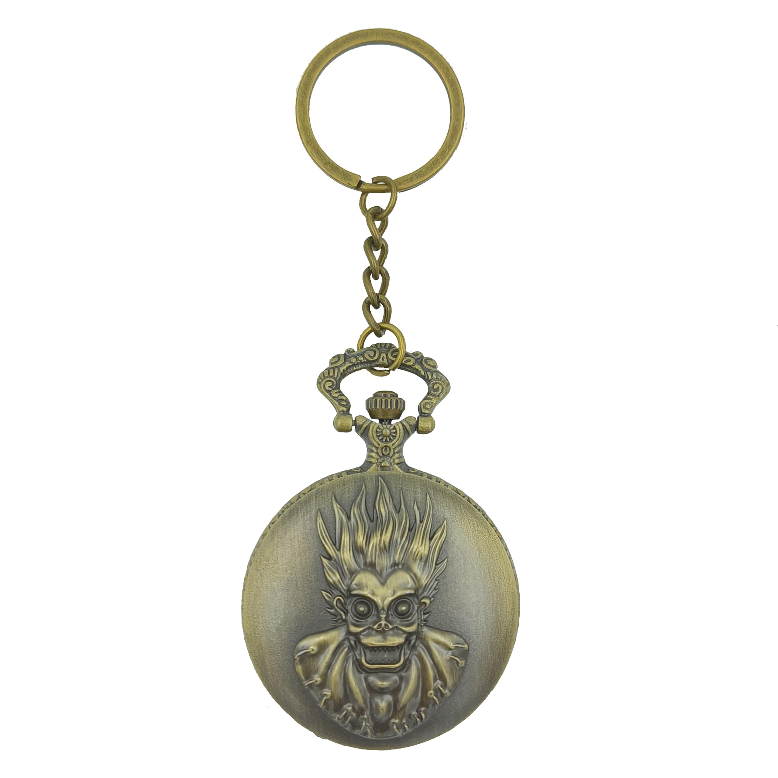 Premium Pocket Watch Death Note Ryuk Antique Key Chain Vintage Bronze Analog Pocket Watch Stainless Steel Metal Car Bike Home Keychain with Key Ring Anti Rust Gift for Men & Women