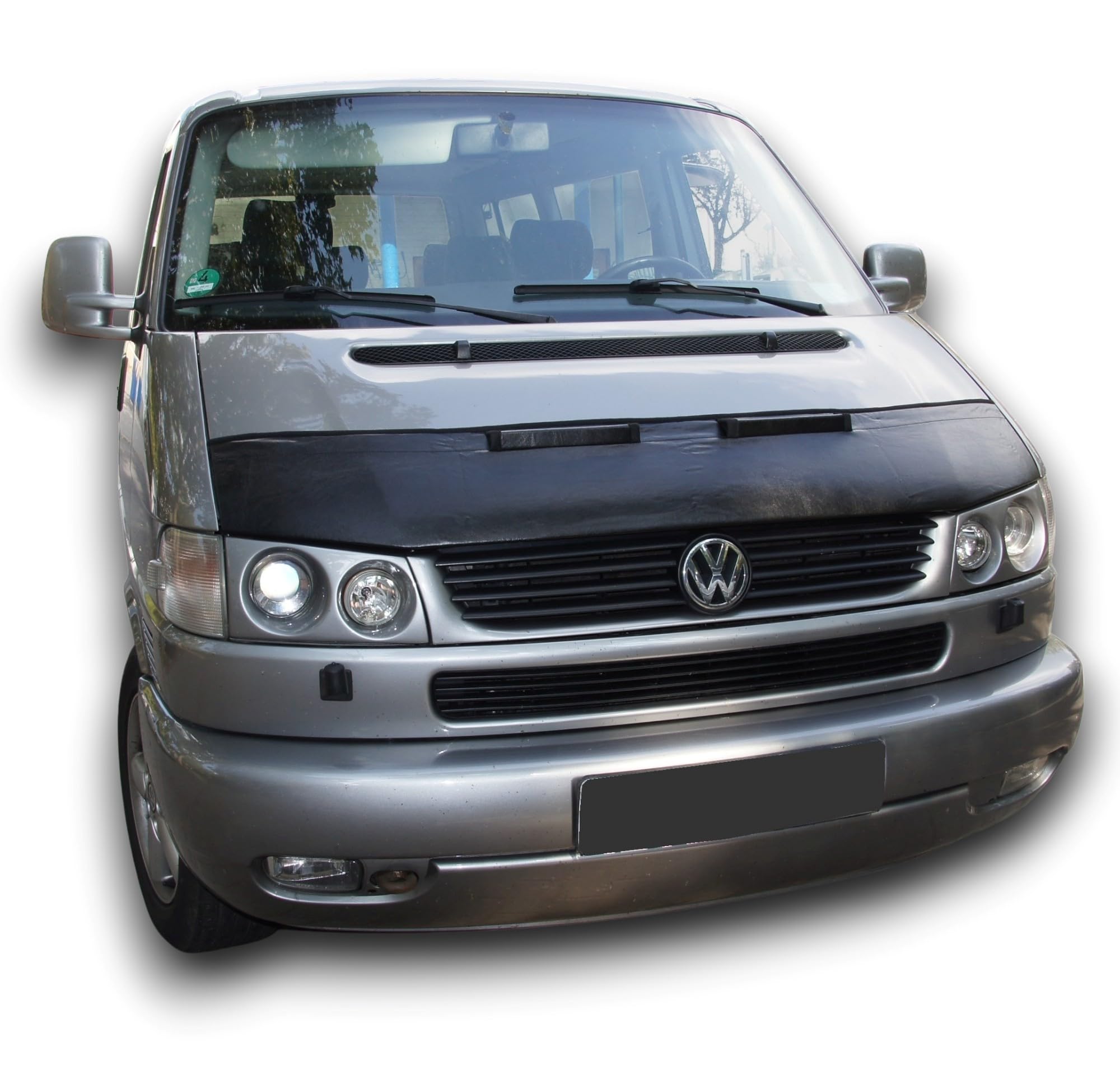 Auto-Bra Motorhaubenschutz schwarz kompatibel mit VW Volkswagen T4 Lange Nase Transporter Multivan Caravelle Haubenbra Steinschlagschutz Tuning