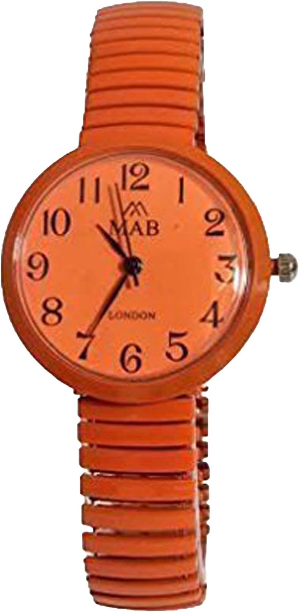 Ladies Orange Coloured Expandable MAB Designer Fashion Metal Wrist Watch Round Extra Battery