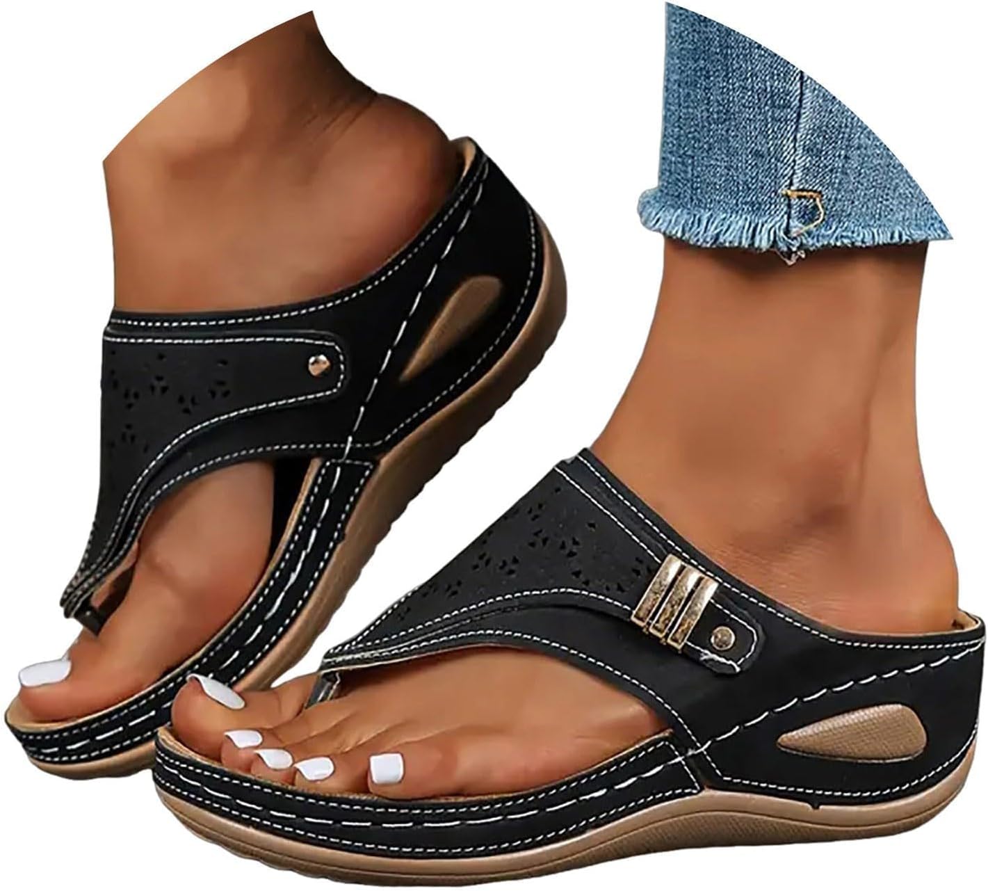 Orthopedic Sandals for Women, Summer Arch Support Wedge Sandals 2026 Non Slip Flip Flops Sandals