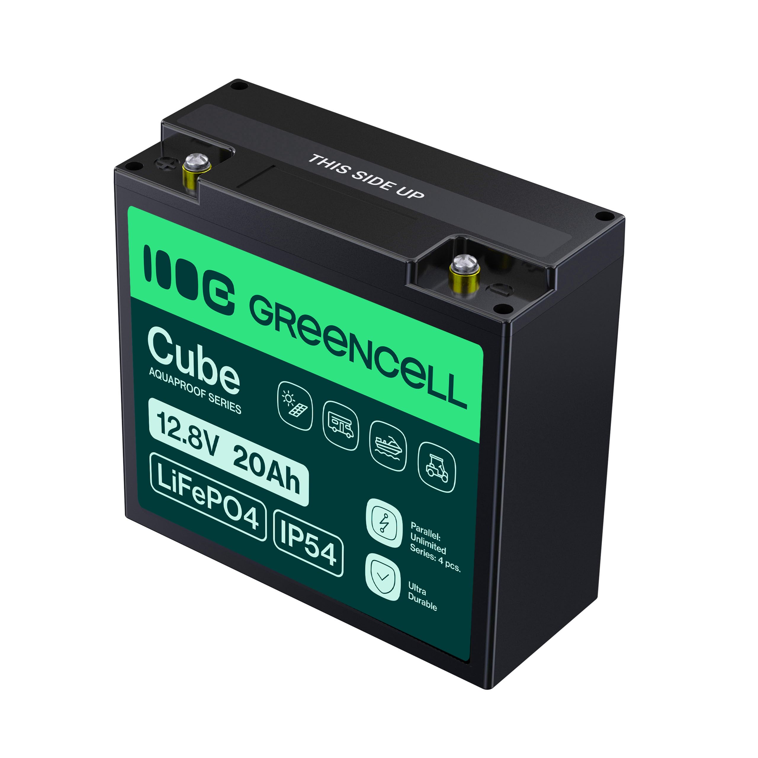 Batería LiFePO4 Green Cell CUBE ion de litio 12.8V 20Ah 256Wh para Tractor, Cortacésped, Vehículos Eléctricos, Almacenamiento Energía