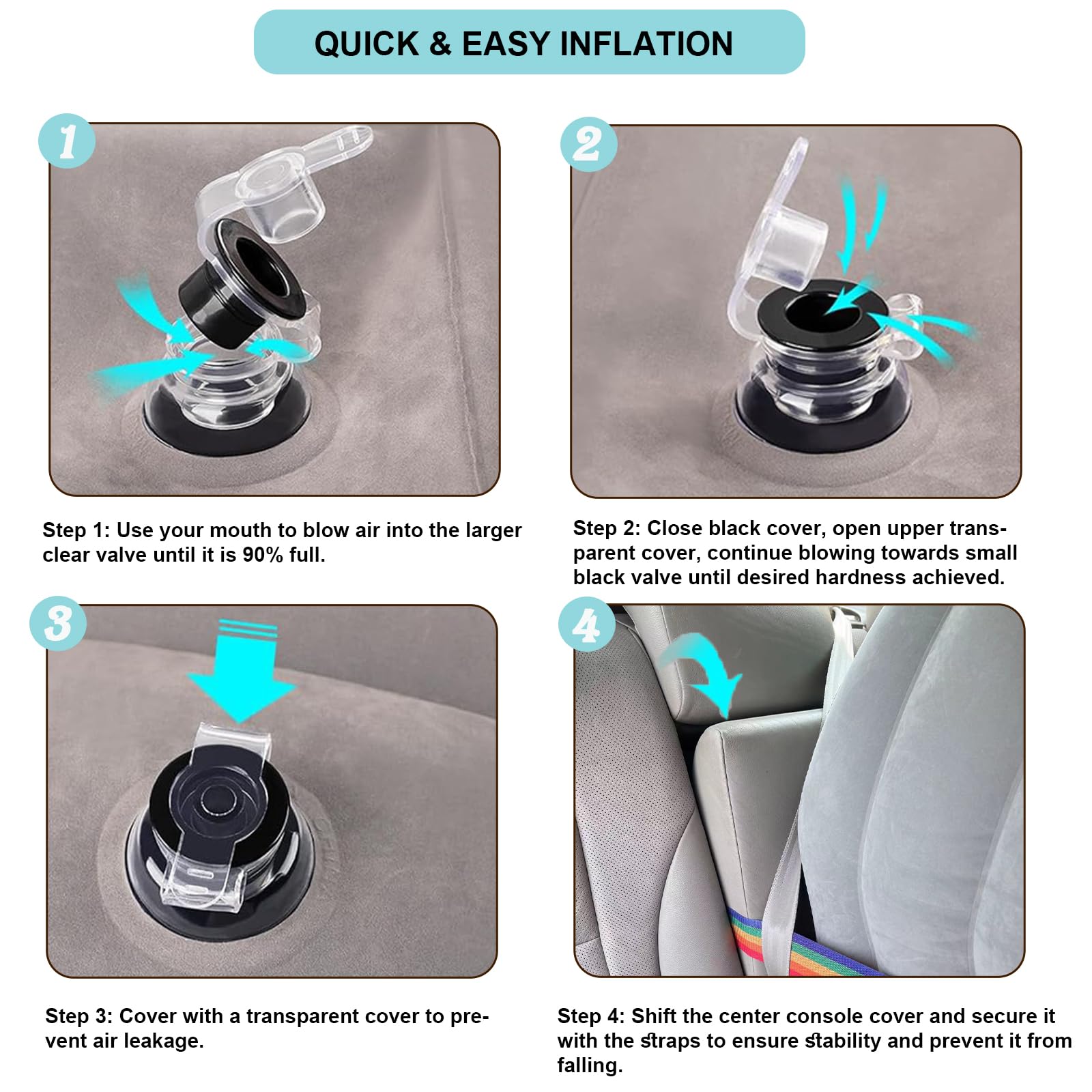 Zhizaiql Séparateur Siège Voiture Gonflable Enfants - Stop Aux Disputes En Voiture ! (Gris)
