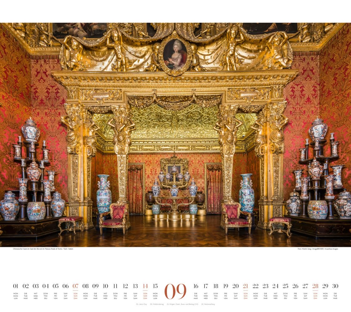 Paläste Kalender 2025, Wandkalender im Querformat (54x48 cm) - Architekturkalender - Schlösser - Adel - Könige und Königinnen