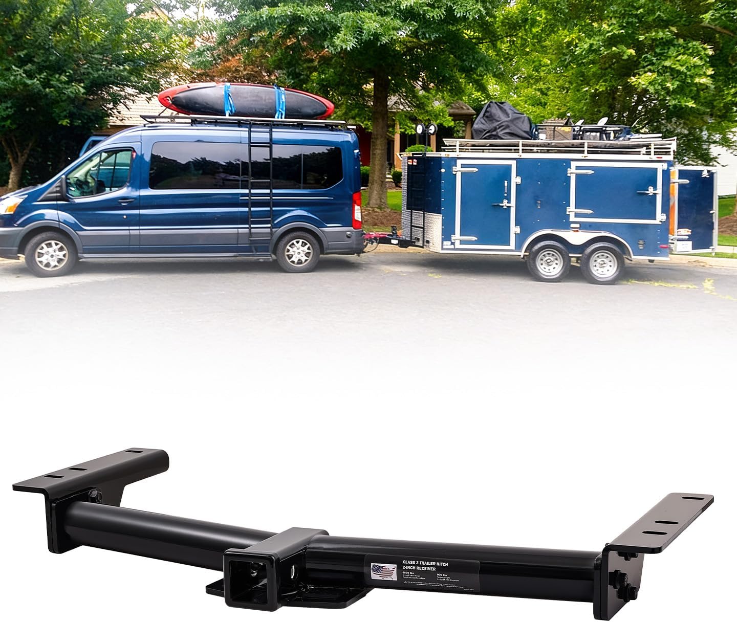 Class 3 Trailer Hitch for 2015-2025 Ford Transit 150/250 & 2015-2024 Transit 350, 2022-2024 E-Transit | 8,000LBS Weight Distribution, Bolt-On 2 Inch Receiver, Heavy Duty Carbon Steel