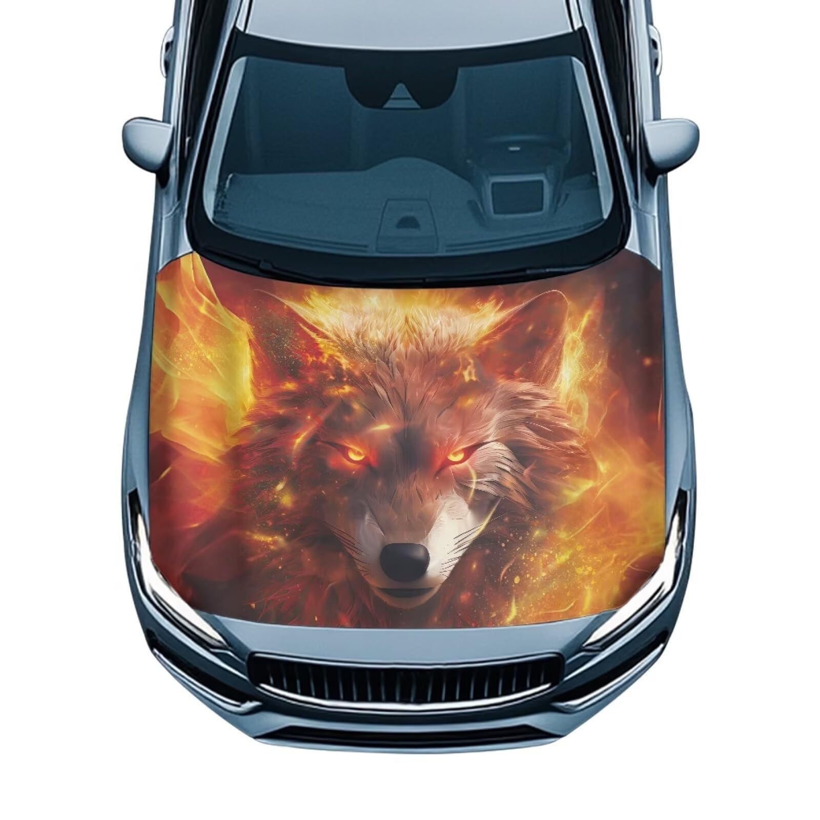 Gold Wolf Car Hood Cover Sunshade Windshield Hood All Season Protection Outdoor Foldable Protective Cover, Universal for Cars
