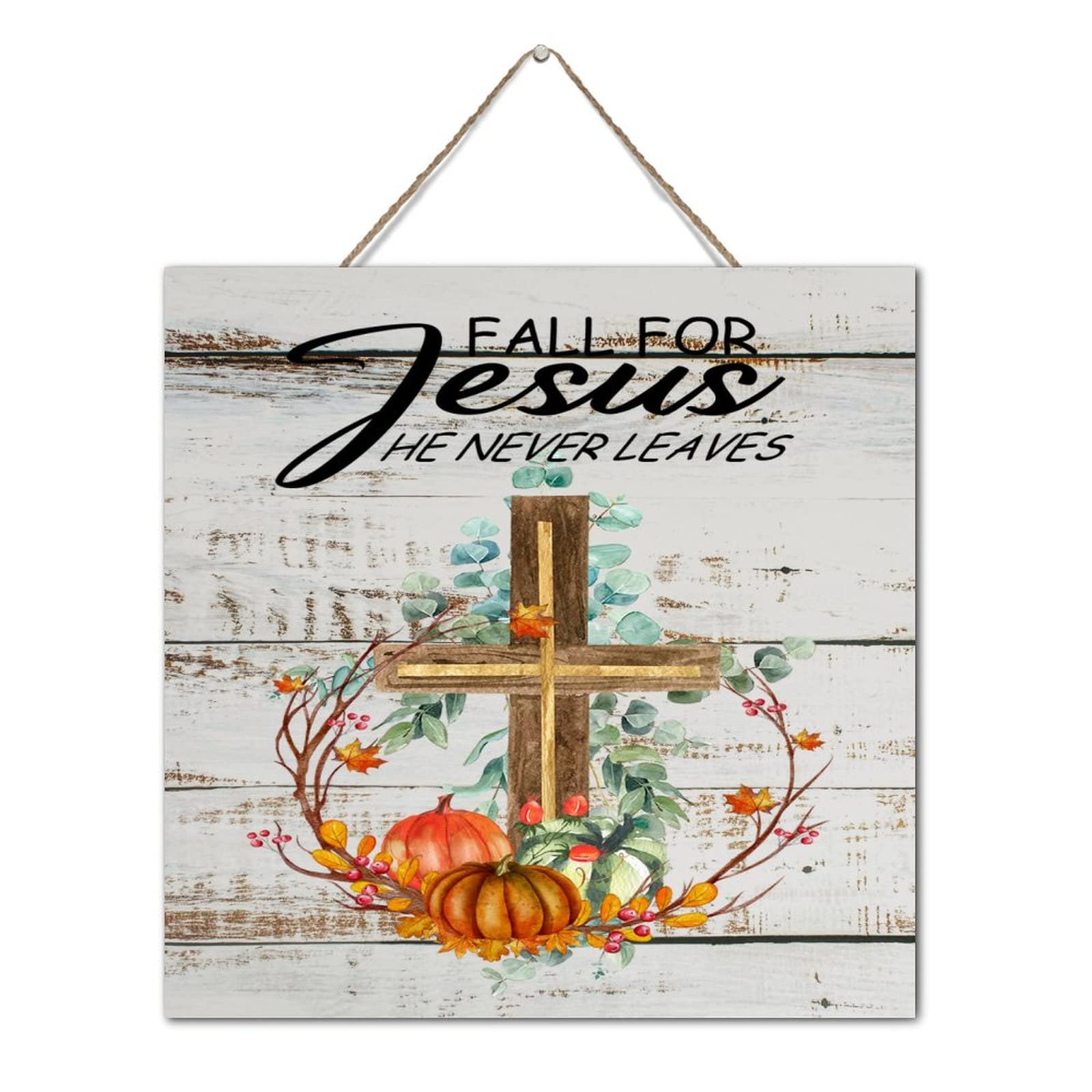 Décoration murale en bois religieux Fall for Jesus idée cadeau maison 30cm