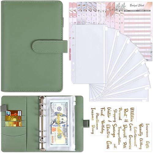 Carpeta de presupuesto con sobres con cremallera, organizador de dinero para efectivo con 8 sobres de efectivo para presupuestos, carpeta de ahorro