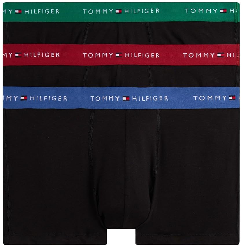 Tommy Hilfiger Uomo Pantaloncini Boxer Confezione da 3 con Fascia con Logo, Multicolore (Reg Red/Blu Awrd/Nouv Green), S