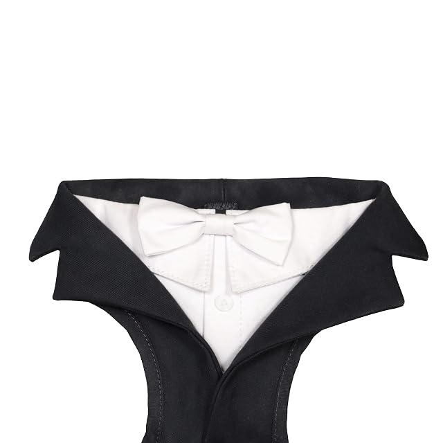 Foto 4 de 6 de Croci Ceremony Groom Arnés para Perro Macho Boda Esmoquin para Perro Mascota Ajustable Negro XS/30-39cm
