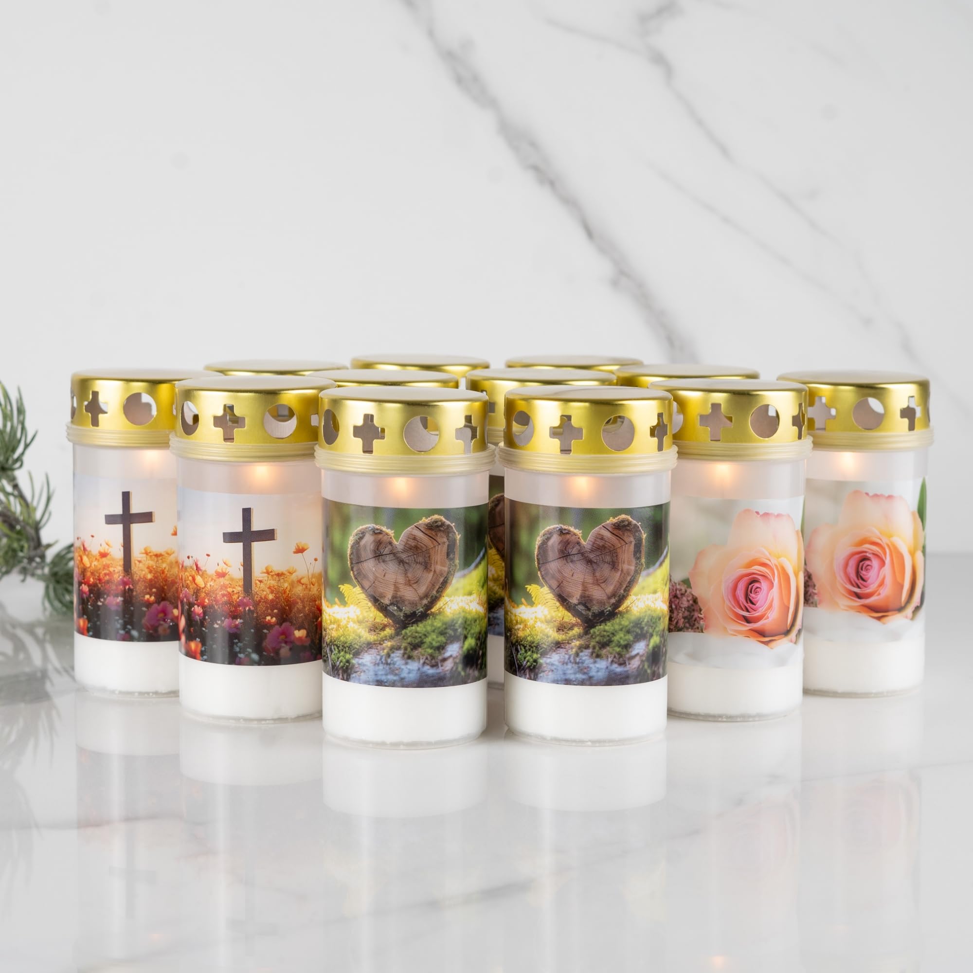 Hofer Grafkaarsen, set van 6 permanente kaarsen met deksel, rood, tot 10 dagen brandduur, rouwkaarsen met deksel, XL-graflicht, begraafplaatskaars, kaarsen voor grafdecoratie en grafdecoratie