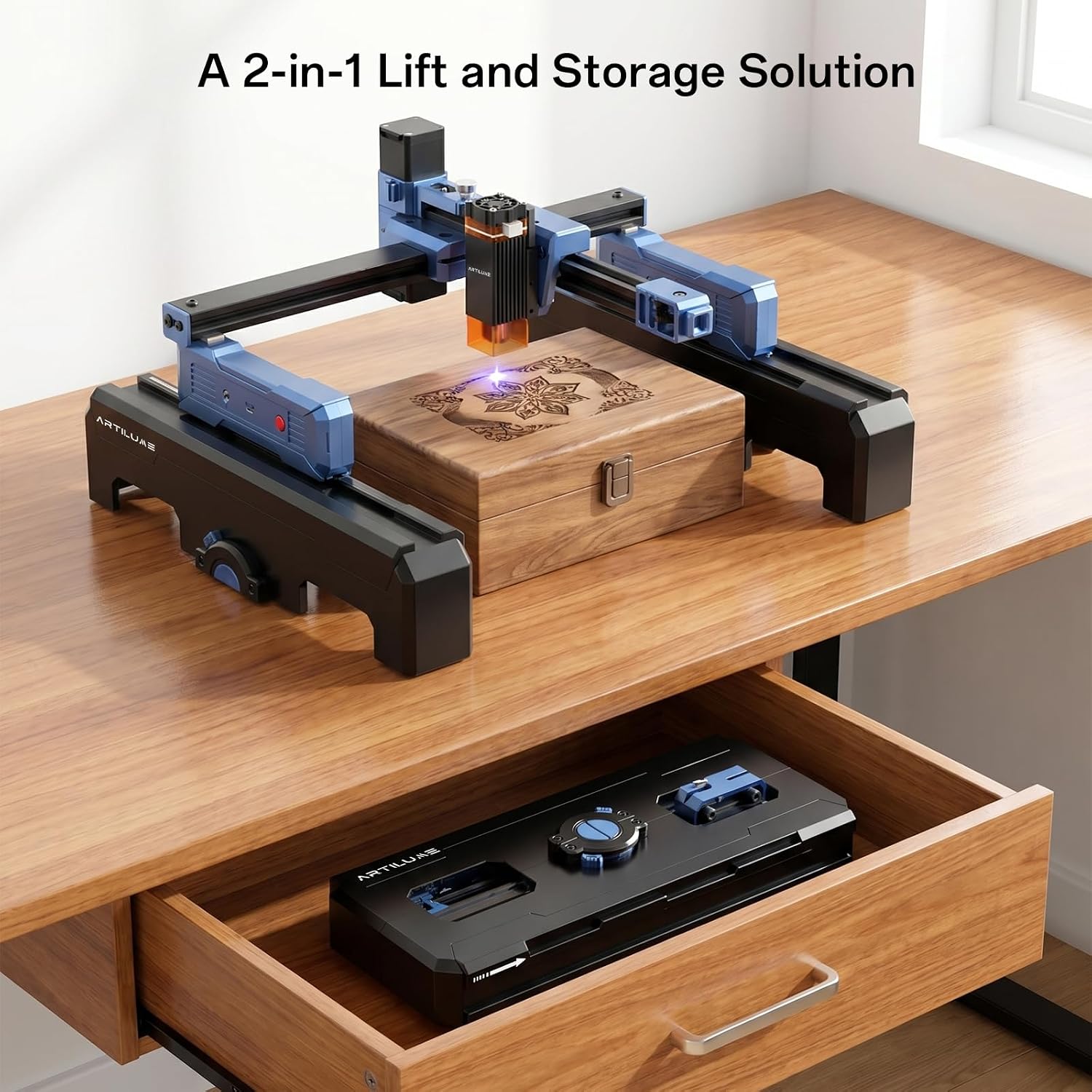 Artilume T1 Height Extension & Protective Cover, 2-in-1 Lift and Storage Enclosure Compatible with T1 3W/7W, Creates Space for Engraving Taller (Cups, Tumblers) & Thicker Items, Expanding Capabilities