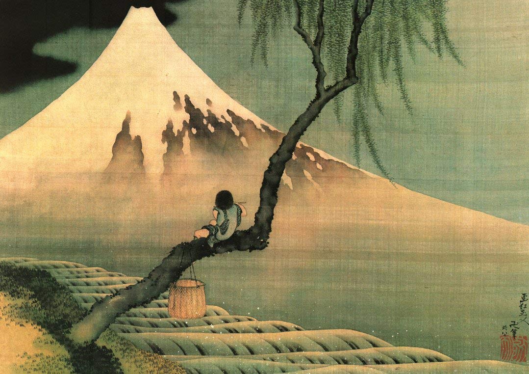 HUNTINGTON GRAPHICS Boy Viewing Mount Fuji by Hokusai Art Print Poster (20x16)