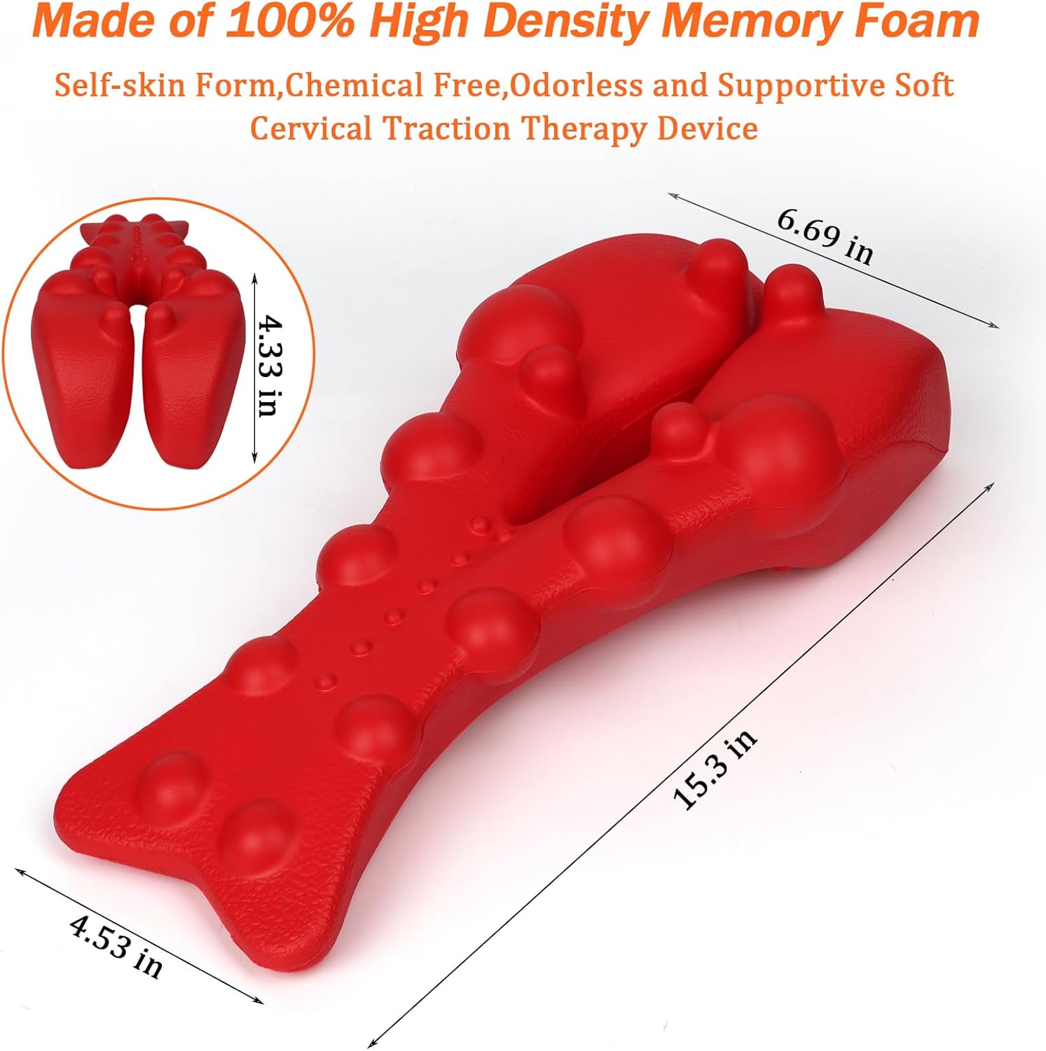 Cervical Massage Pillow, Trigger Point Massager for Neck Shoulder Back Pain Relief - Myofascial Release Tool, Tension Headache Relief & Posture Corrector - Red - Image 7