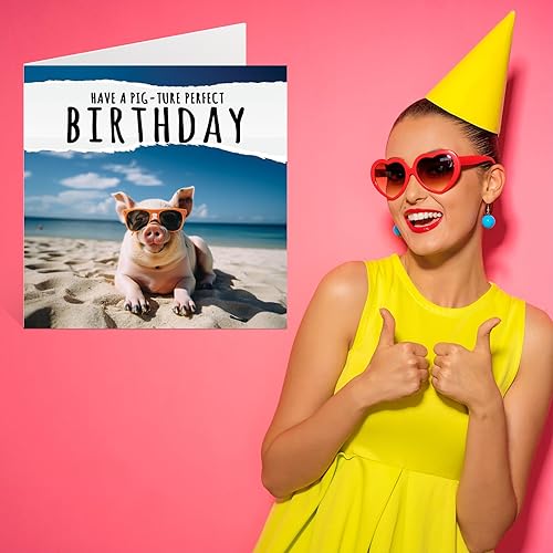 Miniatura 7 de Divertidas tarjetas de cumpleaños para mujeres y hombres  Pig-ture Perfect  Tarjeta de feliz cumpleaños para hermano, hermana, hijo, hija, sobrino,