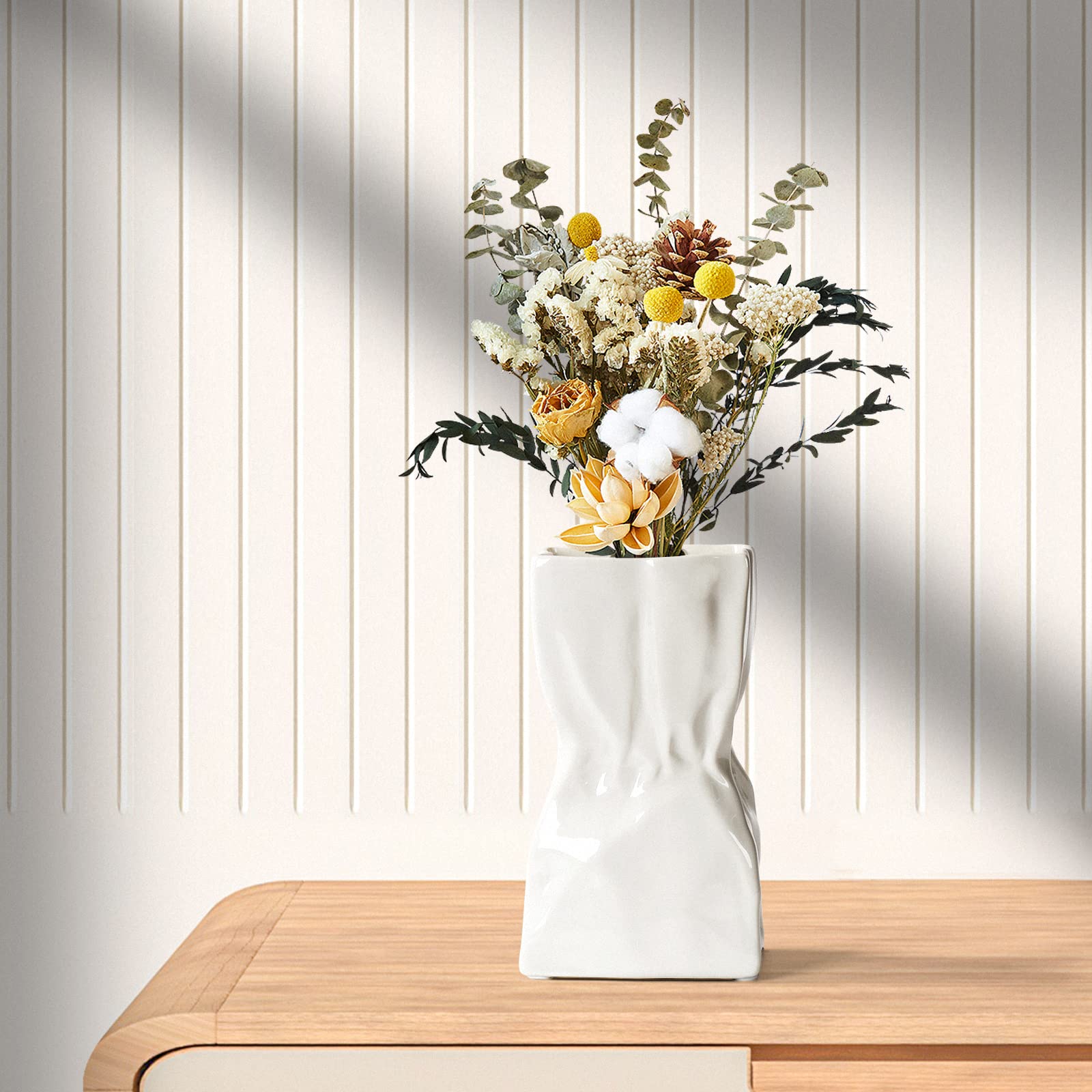 Produktbild von FORLONG Keramikvase, Handbemalte Schmetterlinge Und Lilien, Heimdekoration, Blumenstraußhalter, 25,4 Cm Hoch