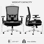 Big et Président du Bureau de haut niveau 500lbs, chaise de bureau ergonomique surdimensionnée en mesh, chaise d'ordinateur haute-arrière robuste avec coussin large et épais, support lombaire réglable, 4D Accoudoirs