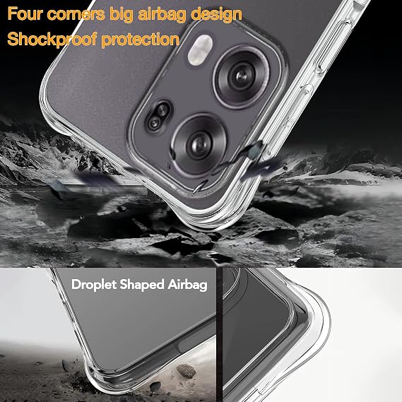 USTIYA Case for Oppo Reno 13 Pro 5G Clear TPU Four Corners Military-Grade Protection Cover Transparent Soft funda