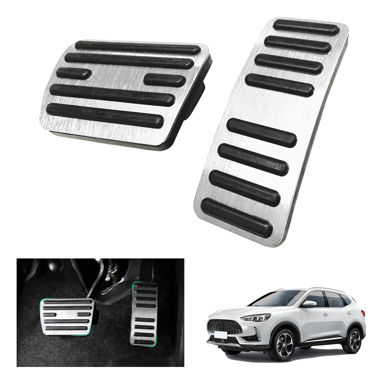 Couvre-Pédales BMW Style 3 - Pédales Accélérateur Frein Repose-Pieds Inox & Caoutchouc Pour X1 F48, X2 F39, Série 1/2 F40/F45/F46