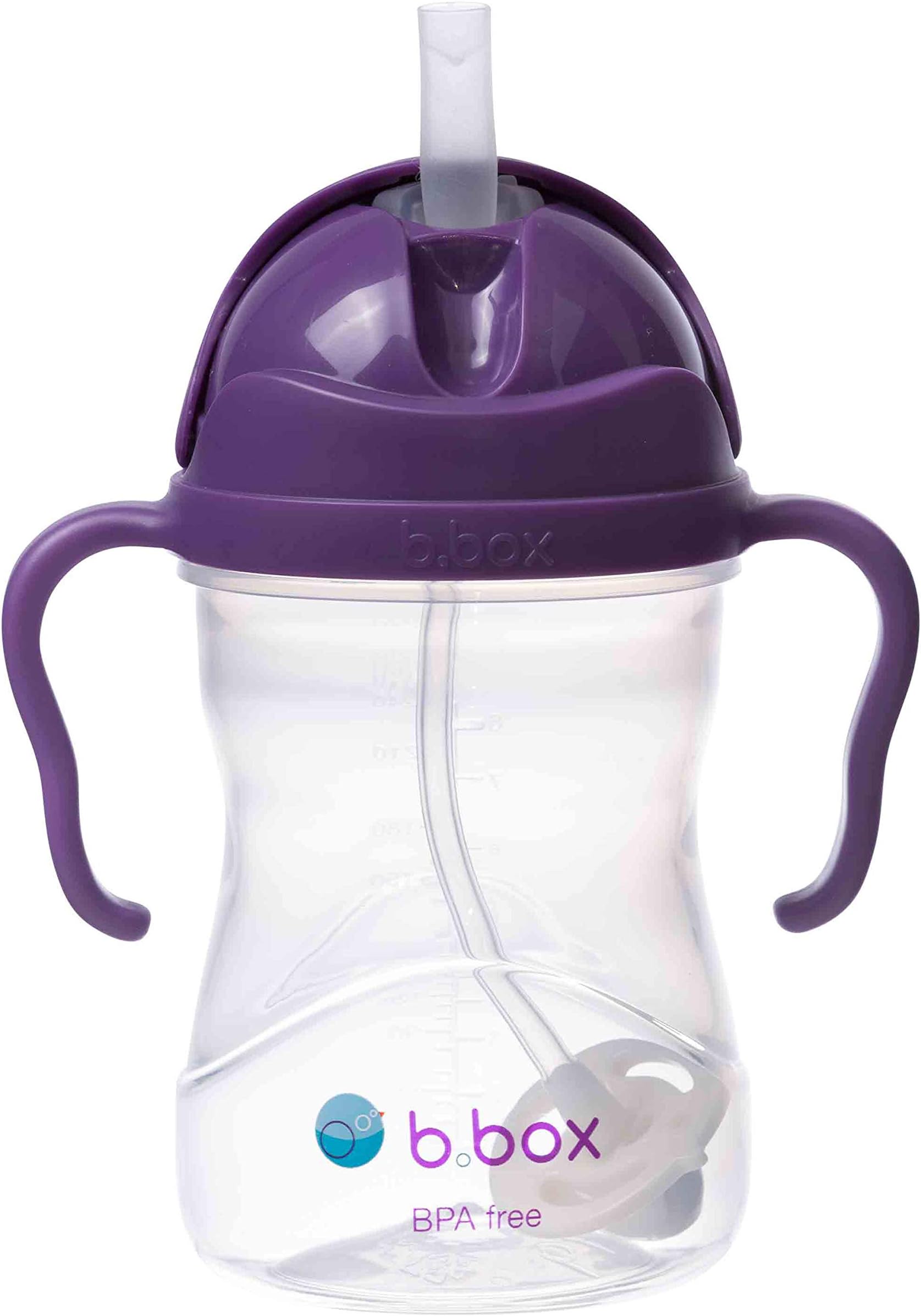 Sippy Cup with Weighted Straw. Drink from any Angle, Leak Proof, Spill Proof, Easy Grip. BPA Free, Dishwasher Safe. For Babies 6m+ to Toddlers (Grape, 8oz)