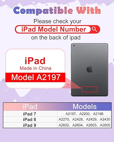 Miniatura 2 de Wazzasoft Funda para iPad de 987 generación de 10.2 pulgadas para niñas y niños, diseño de dibujos animados suave Kawaii 3D, para mujeres y