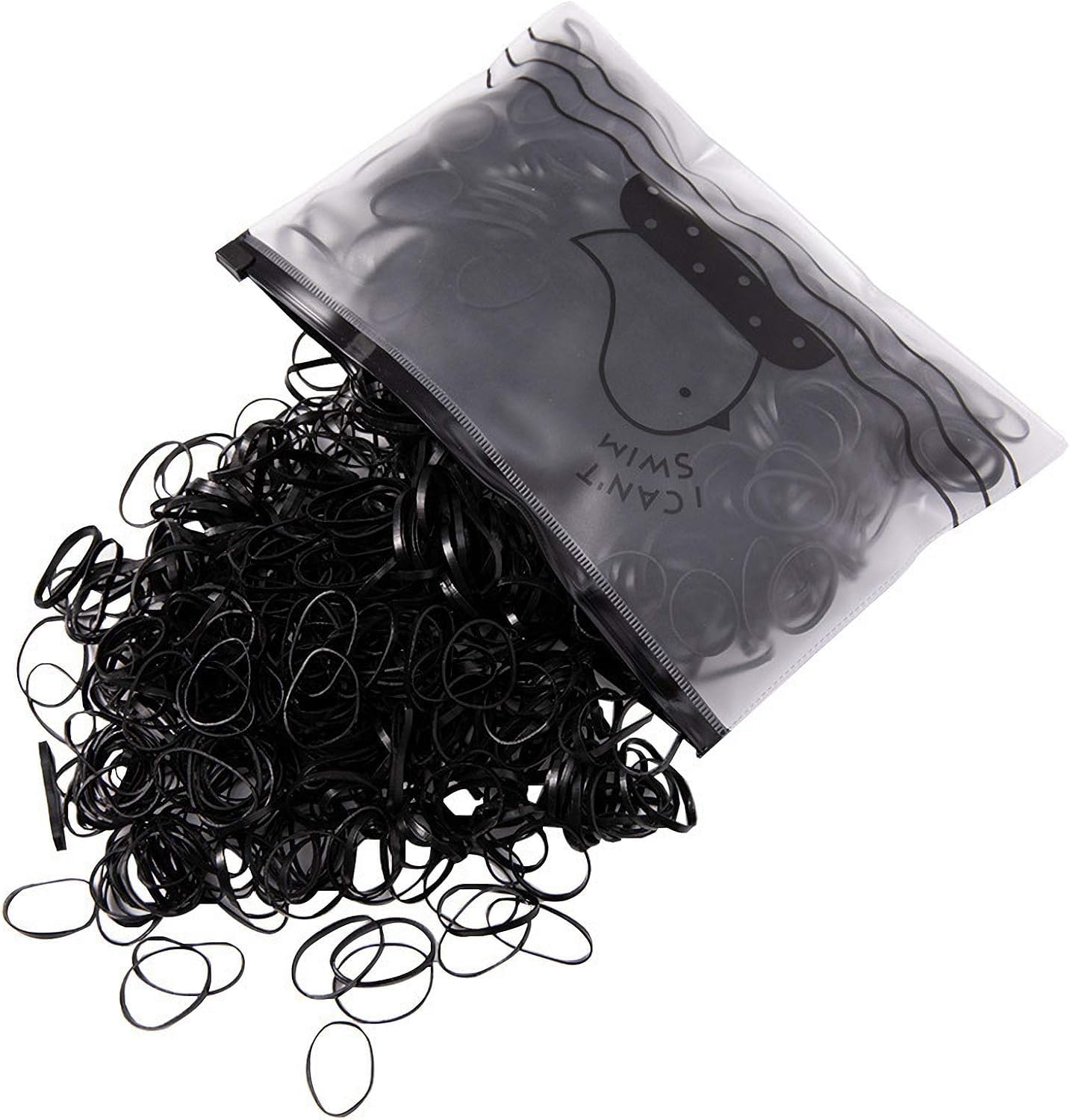 KANPRINCESS 1000pcs BLACK Mini Rubber Bands, Soft Small Hair Ties for Kids Toddlers Girls, Elastic Ponytail Accessories, No Damage Baby Hair Styling (BLACK)-image-46