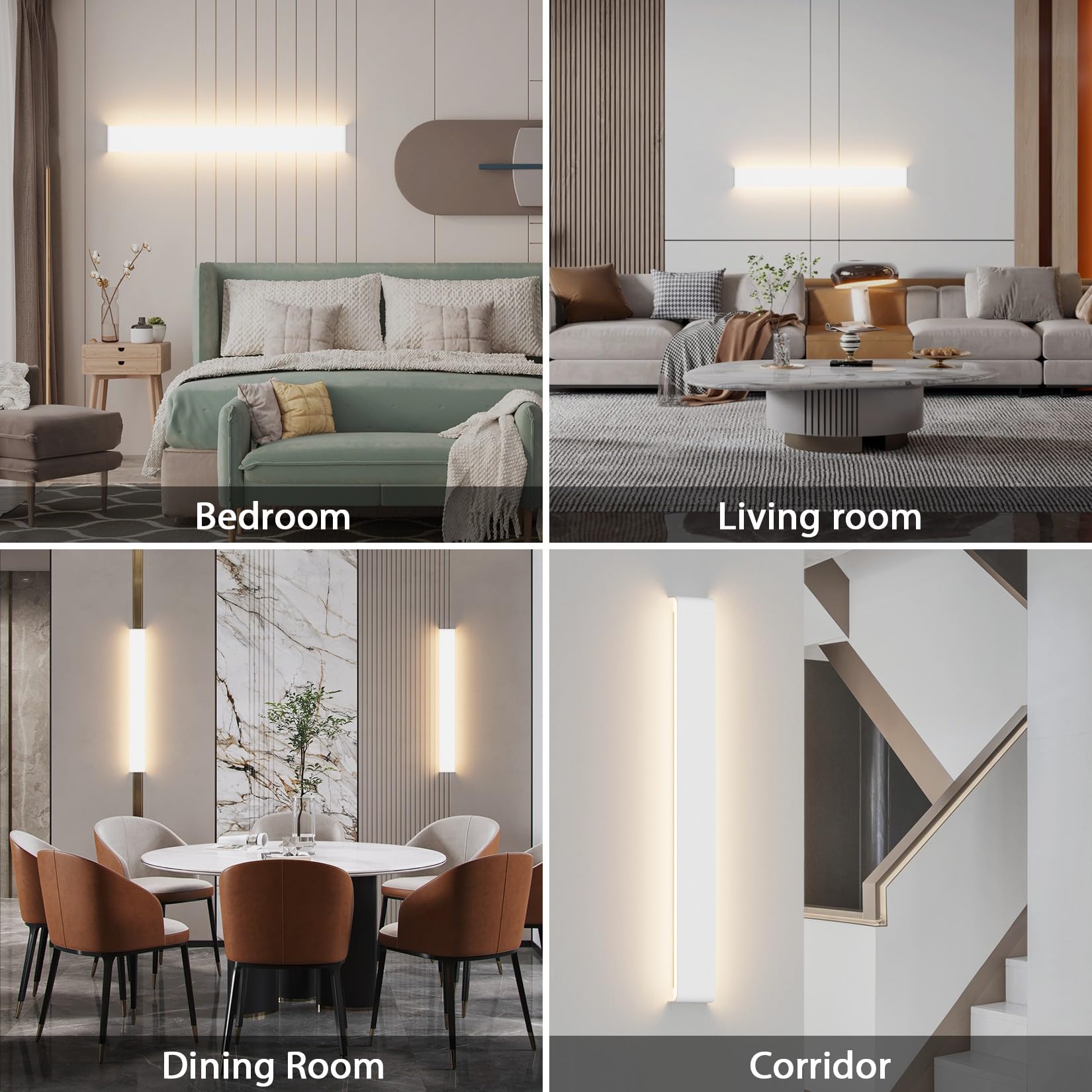 Klighten Applique da Parete Interno Moderno LED 83CM Lampada da Parete 30W Bianco Caldo 3000K Lampada da Muro per Camera da Letto Soggiorno Corridoio Scale (Bianco)