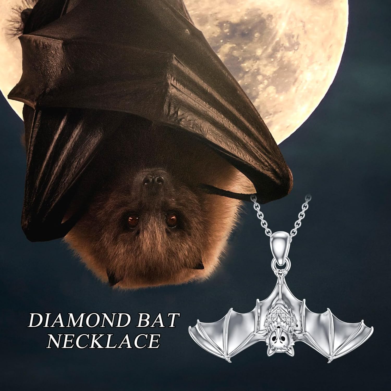 Lab Grown Diamond Bat Necklace Diamond Bat Pendant Necklace Gift for Women - Image 5