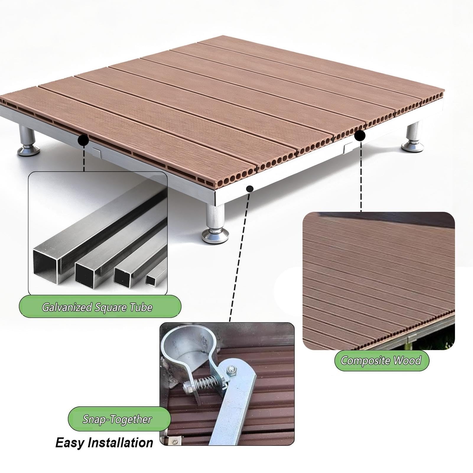Plataforma Elevada for Exteriores Antideslizante, Kit Tarima Flotante 84 cm