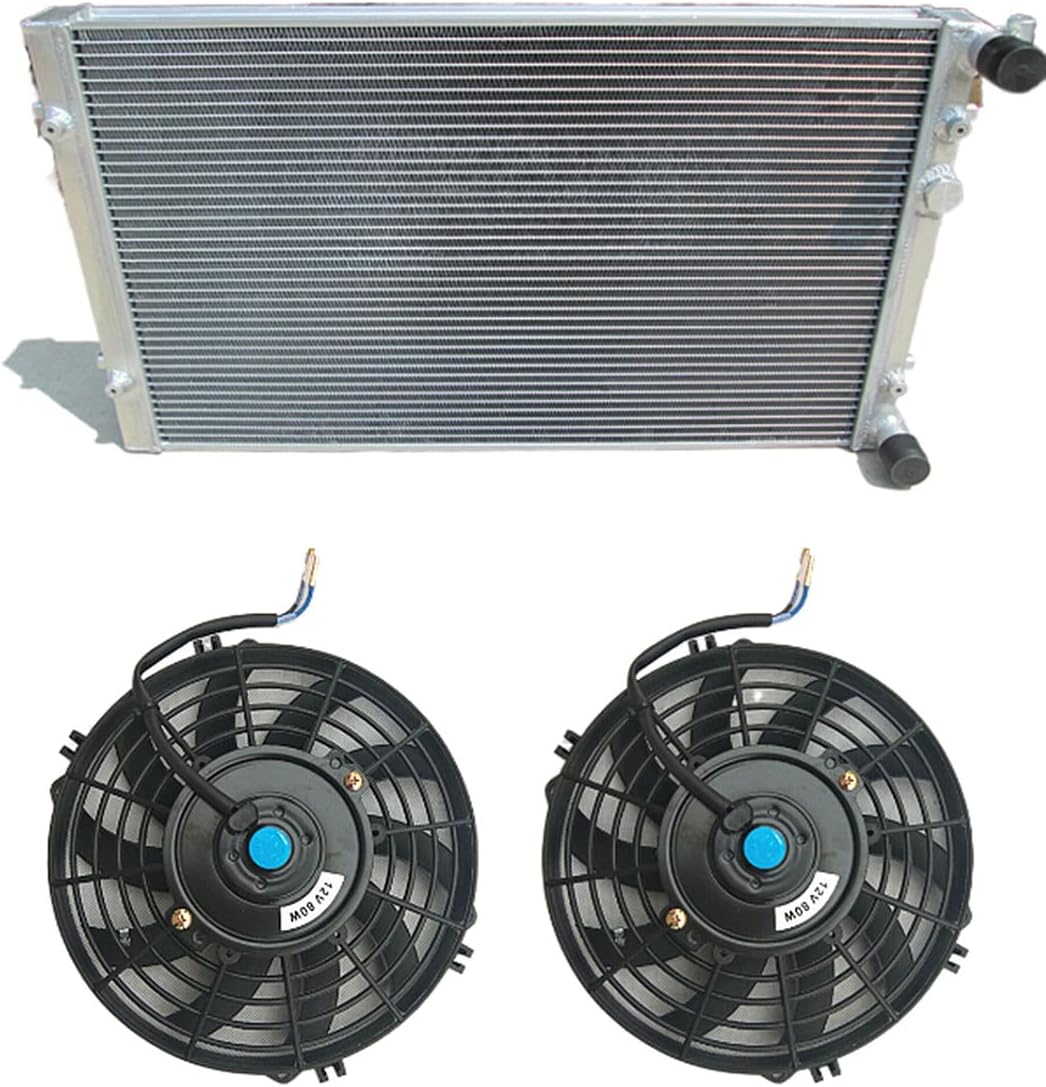 Full Aluminum Cooling Radiator For 1999-2006 VW VAG Golf Jetta MK4 Audi TT MT + 2x Fans