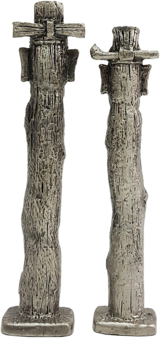 BKP Couple of Jangseung Large Size Pewter Collectible Figurines Korean Folk Guardian Symbol : Home & Kitchen