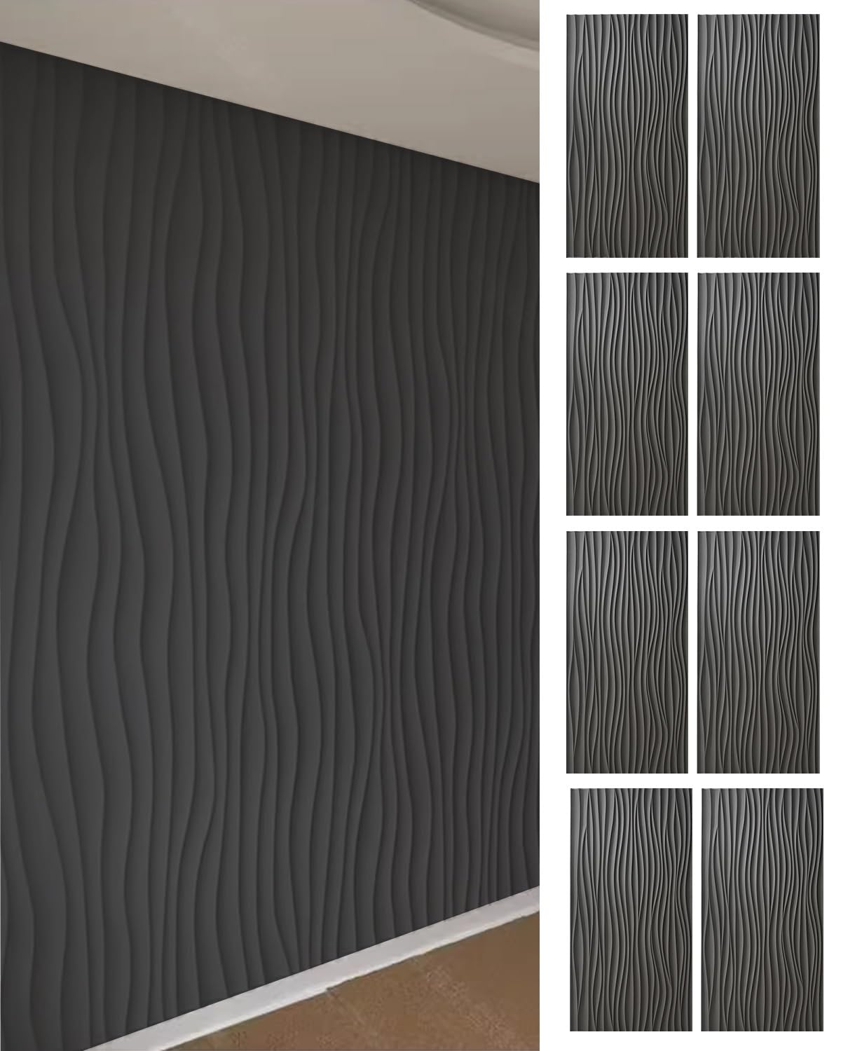 Pannelli Bianchi da Parete con Design Ondulato, 2, 4, 6, 8 e 10 Pezzi, Pannelli Decorativi 3D da Parete per Camera da Letto, Bagno, Pannelli Testurizzati per Interni ed Esterni, Impermeabili