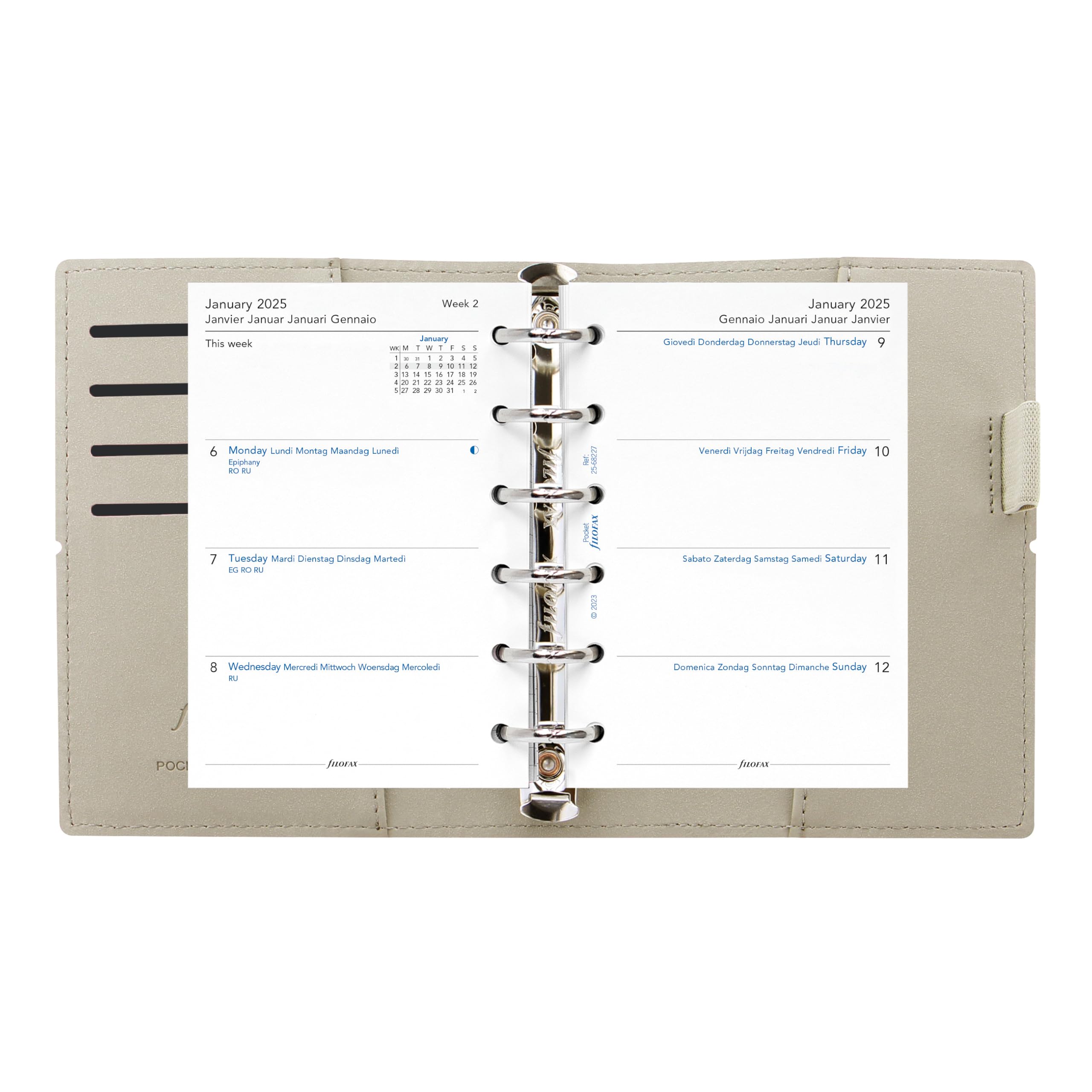 Filofax Domino Organizer, Pocket Size, Grey - Leather-Look