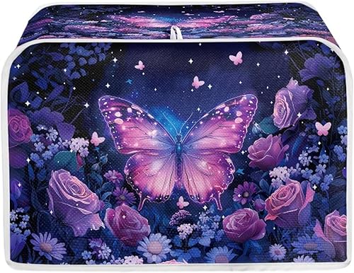 Miniatura 30 de Talayituse Cubierta para tostadora con estampado de flores de gato, ranura ancha de 2 rebanadas, ligera, protección contra el polvo, lavable, Flor