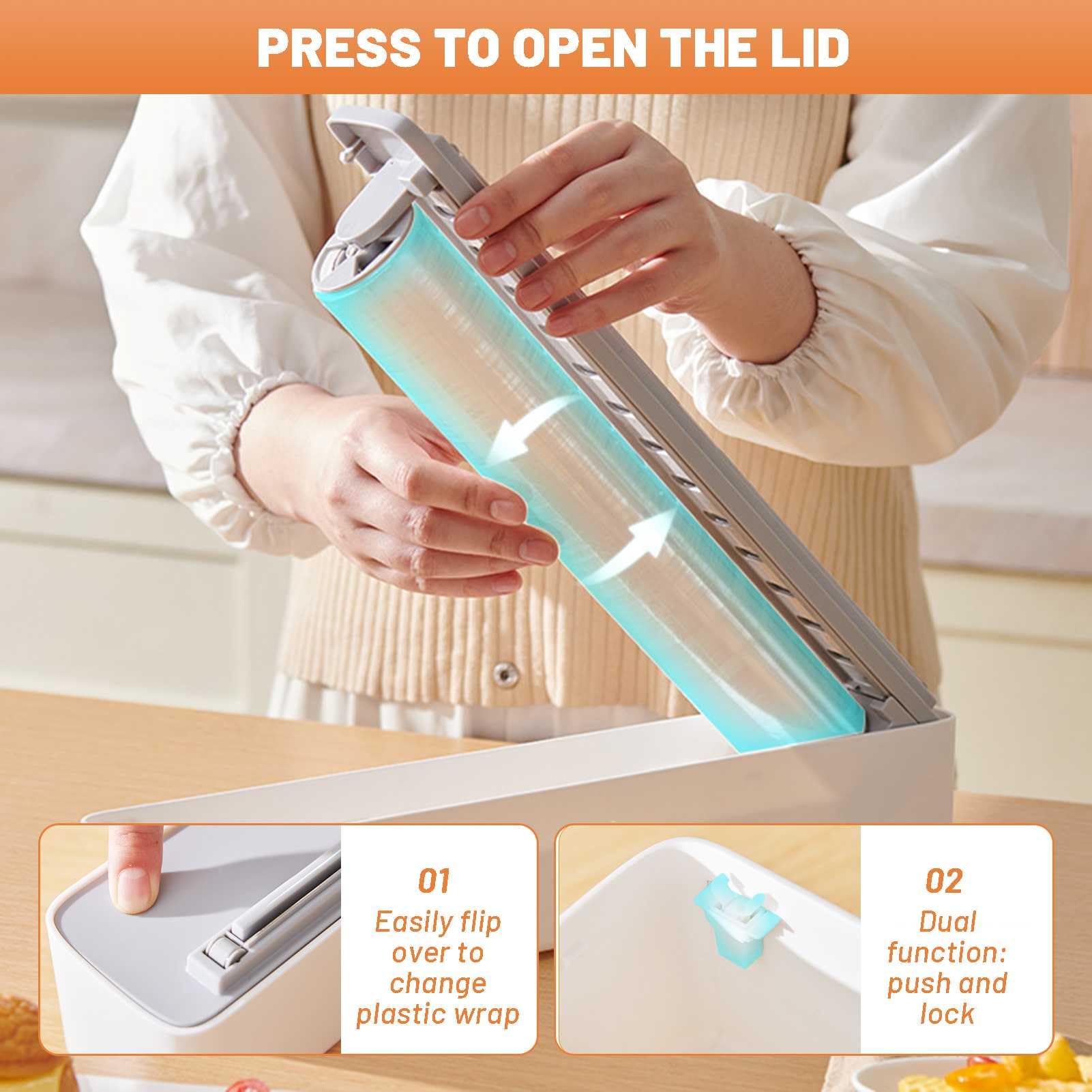 Dispensador eléctrico de Film Transparente rellenable, dispensador de Papel de Aluminio, Cortador eléctrico Resistente de Film Transparente para Alimentos, Corte automático de 0,5 s