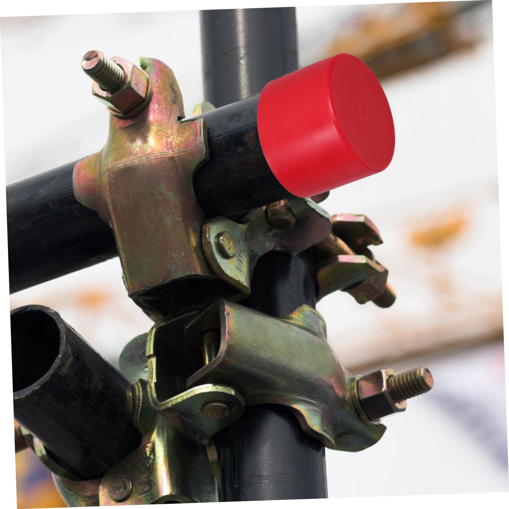 WOONEKY 10 Pezzi Manicotti Protettivi per Tubi per Ponteggi in Pe Rosso, Coperture Antiscivolo per Tubo in Acciaio Diametro 48-50mm, per Ristrutturazione e Riparazioni
