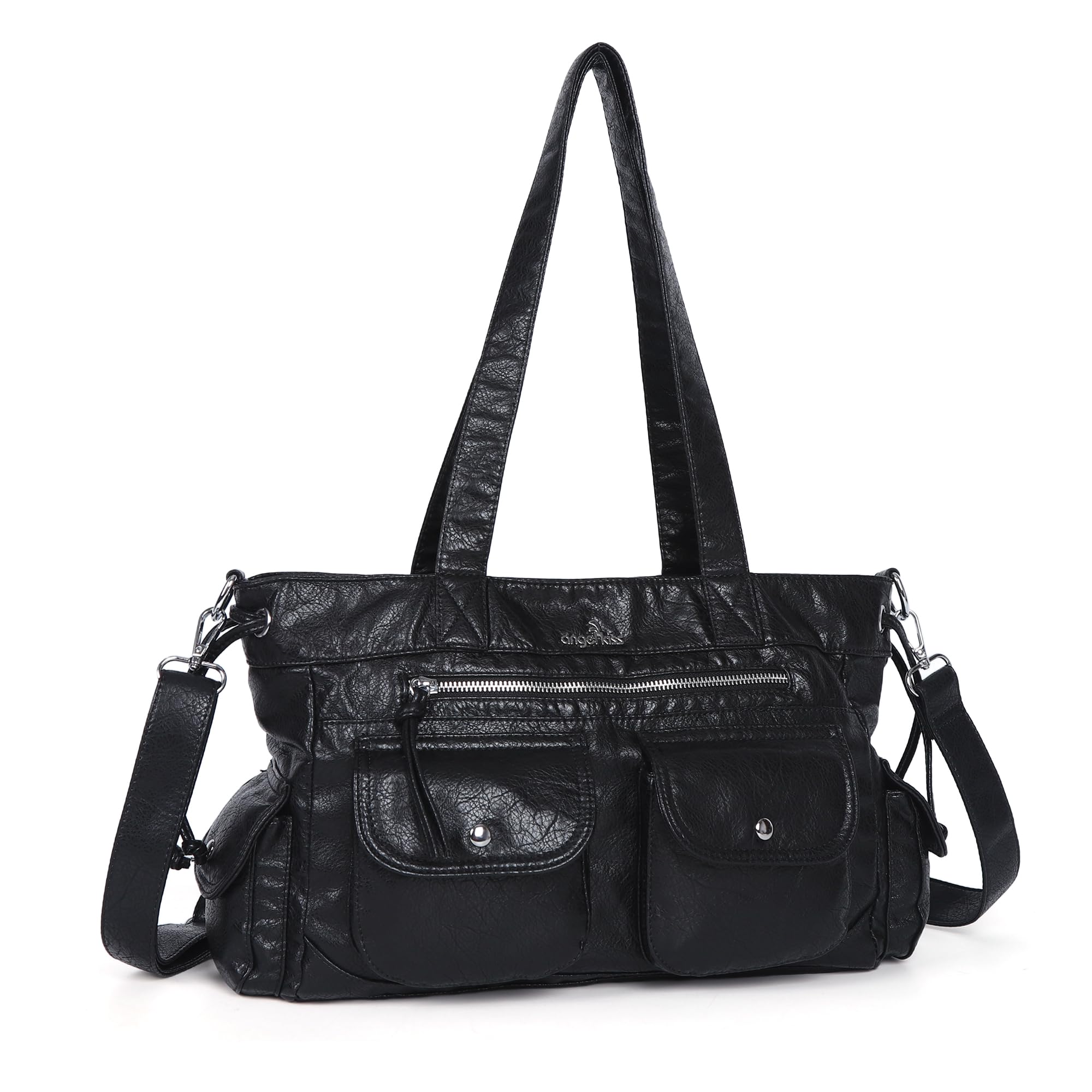 Angel Kiss Borse da donna in morbida pelle vegana, tasche multiple, borse a tracolla da donna spaziose con cerniere