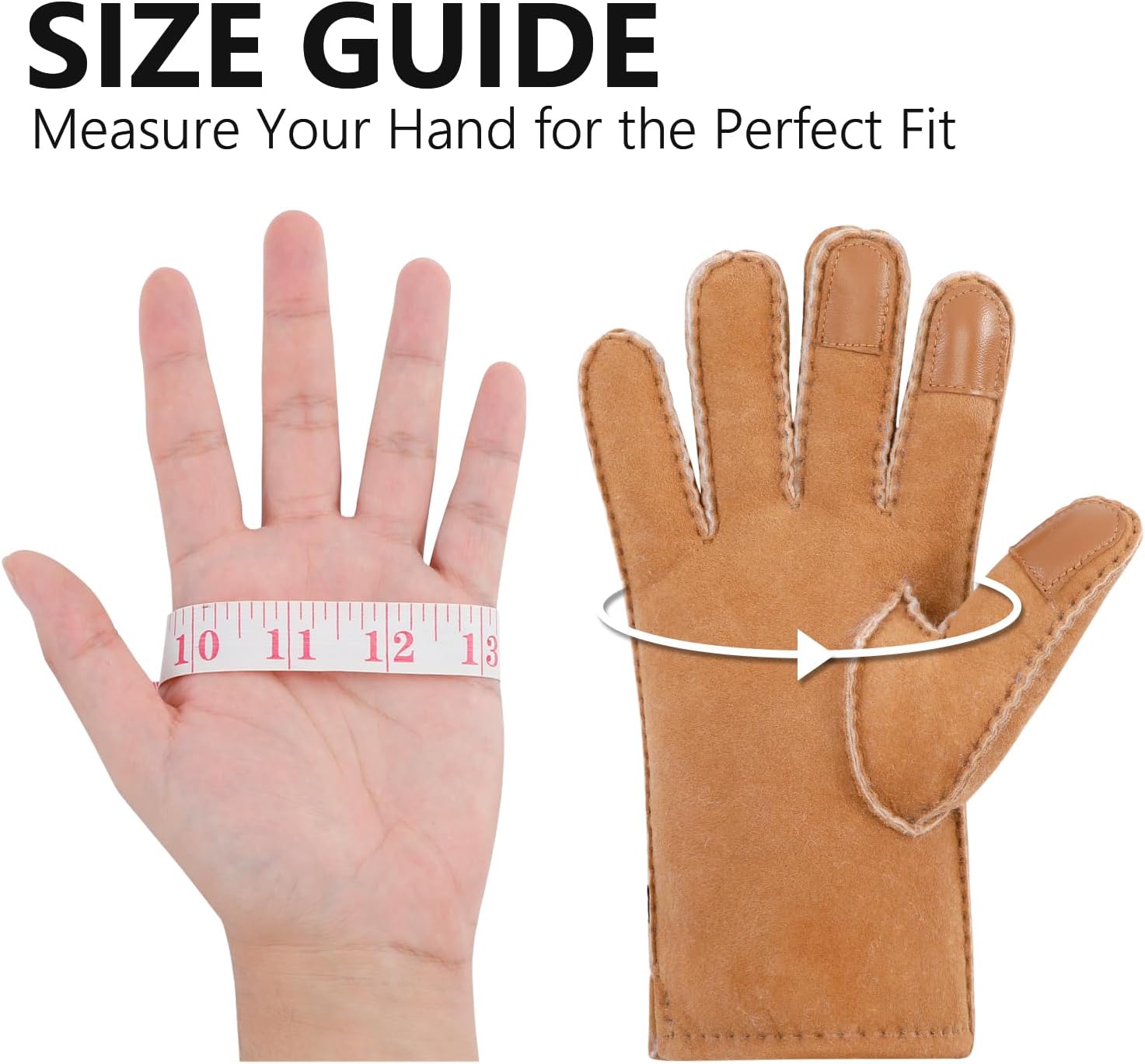 Aurya Sheepskin Gloves, Men's Touchscreen Gloves Outdoor Winter Wool Lining Glove - Image 5