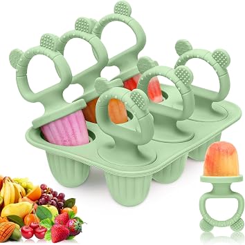 Silicone Baby Popsicle Molds with Sticks, Mini Popsicles Molds for Babies | Breastmilk Popsicle Molds for Teething Relief, Frozen Treats Maker Popsicle Maker Ice Pop Mold for Toddlers KidsGreen