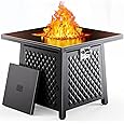 Yaheetech 28 inch Outdoor Gas Fire Pit Table 50,000 BTU Propane Fire Pit with Lid and Lava Rocks, Multifunctional 2 in 1 Gas Firepit for Patio/Backyard/Deck/Party, CSA Certification, Copper
