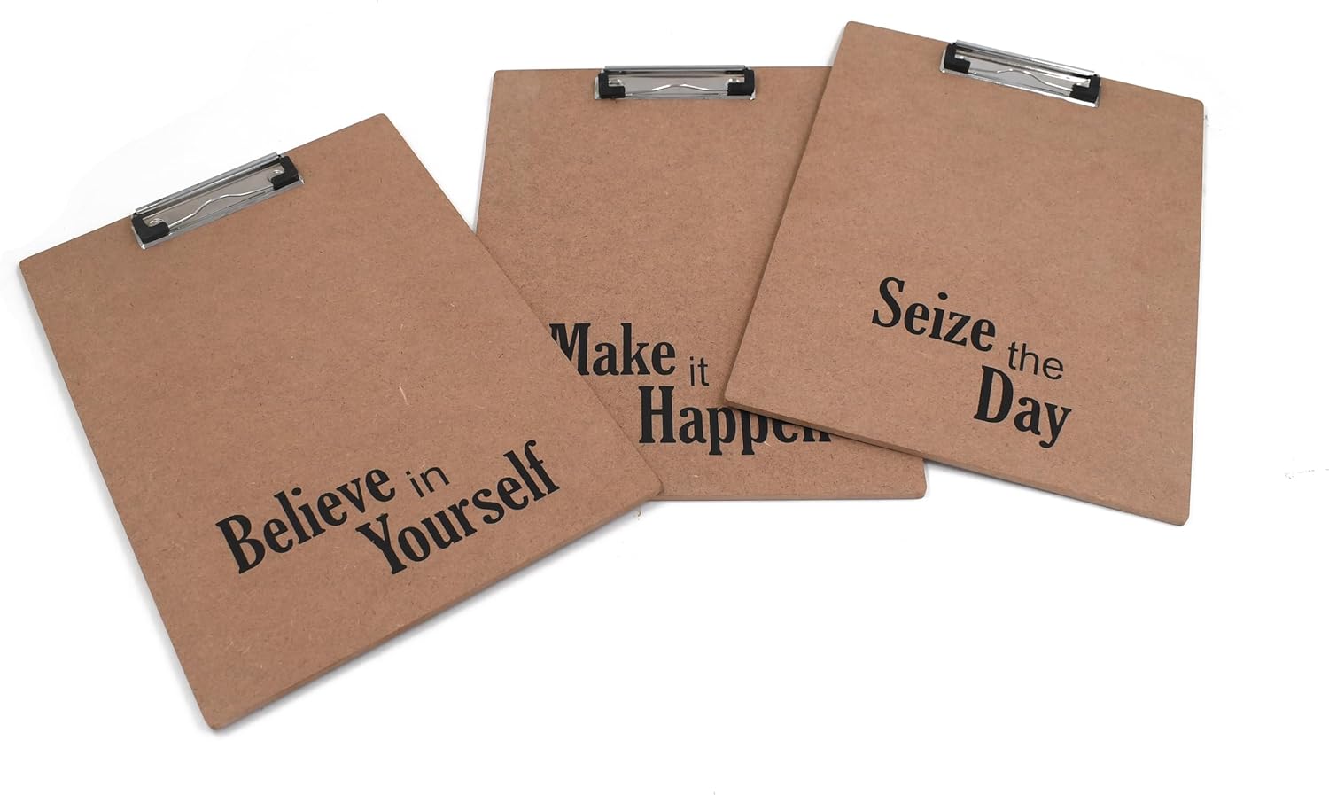 IVEI Clip Pad Writing Board | Examination Board, Drawing Pad & Note-Taking Board with Quotes | MDF A4 Plain - Set of 3 | Office and Home use
