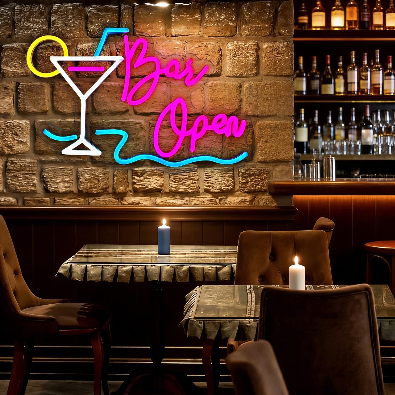 Bar Open Neon Sign Open Beer Led Wall Light with Dimmer Switch for Business, USB Neon Light for Beer Bar Pub Party Man Cave Restaurant Coffee Cafe Home Decoration