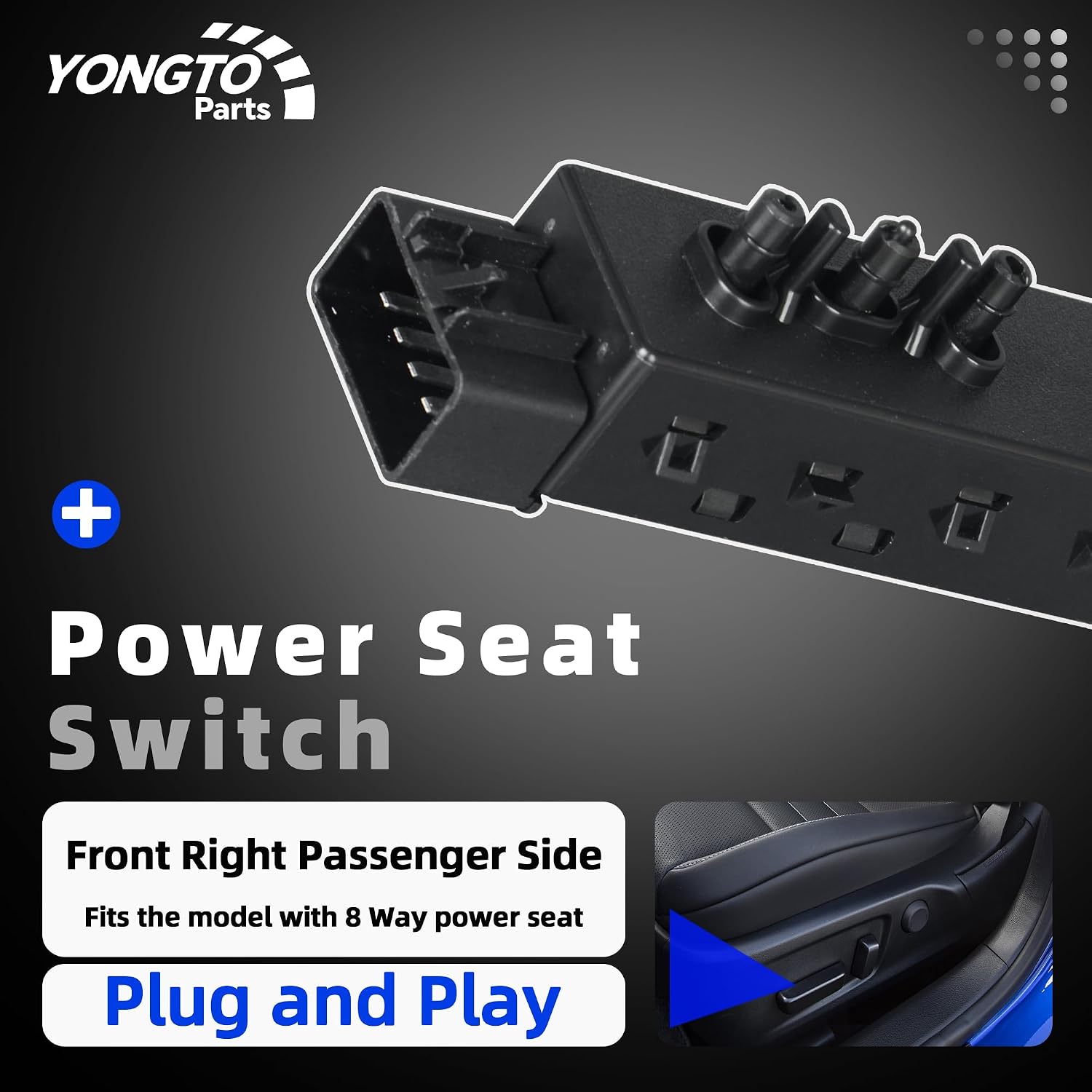 Power Seat Switch Adjust Switch 8 Way Front Right Passenger Side 25974715 Compatible with Chevrolet Avalanche Silverado Suburban GMC Sierra Yukon Cadillac Buick Replace OE 12451498 PSW149