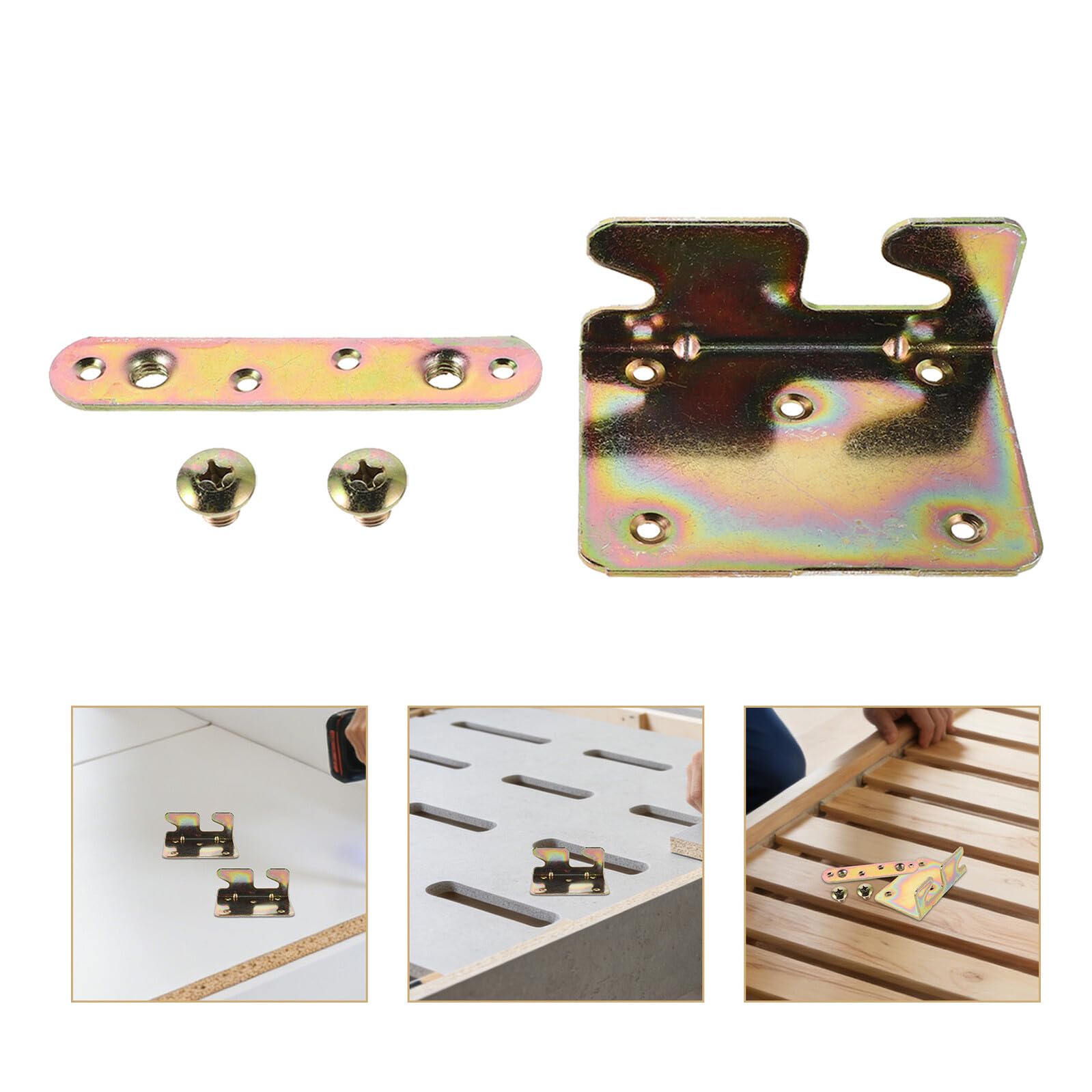 8 Set Accessori per Mobili Letto Invisibili in Metallo Connettori e Fibbie per Sponde Letto Silenziose Ferramenta Resistente per Montaggio in Legno