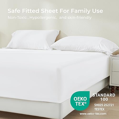 Miniatura 8 de GOKOTTA Sábana bajera ajustable de bambú y fundas de almohada, sábana bajera súper suave y refrescante con 4 correas elásticas en las esquinas,