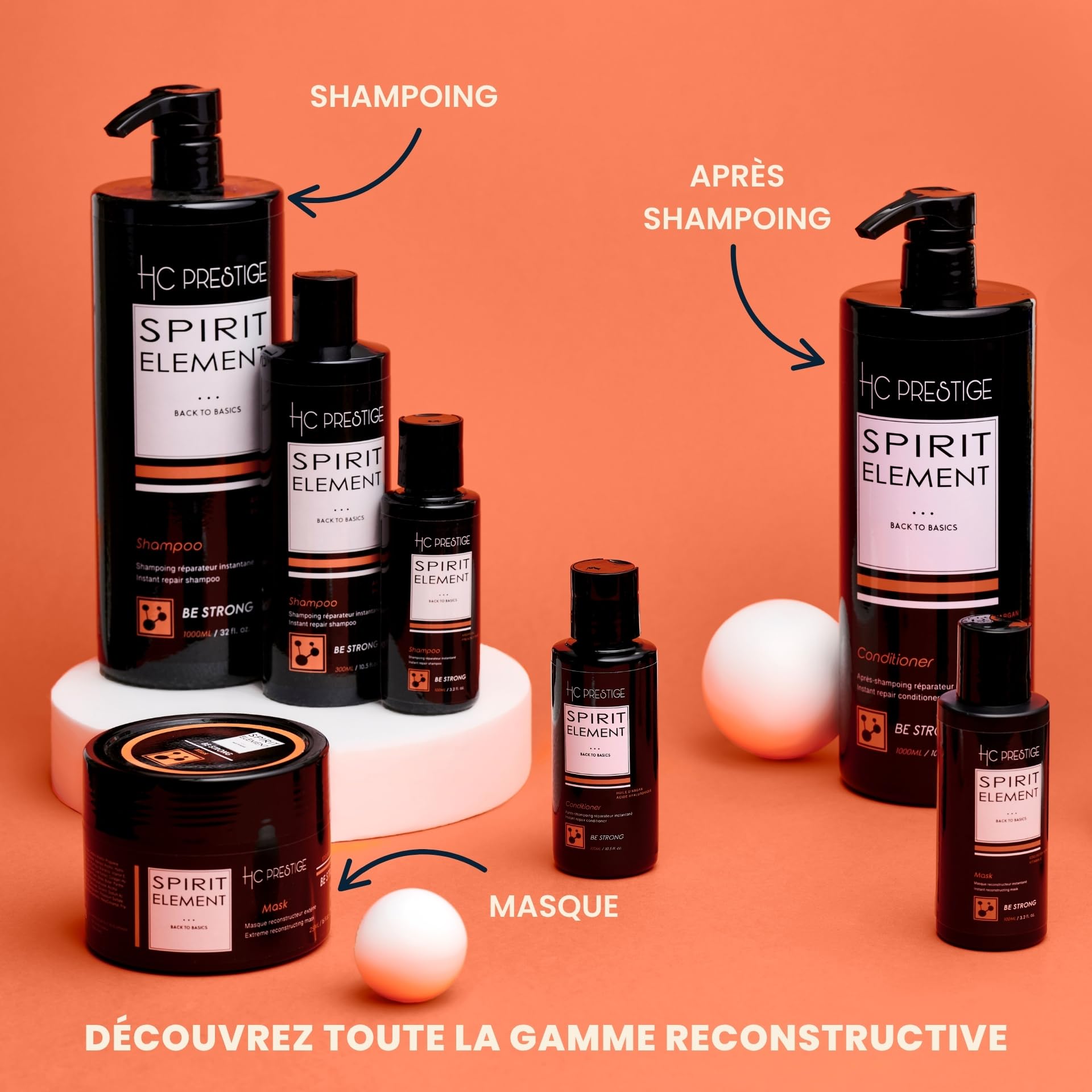 HC Prestige Be Strong – Après-Shampoing Reconstructeur Pro 1L – Argan, Figue de Barbarie & Raisin – 96% Naturel – Sans Sulfate ni Silicone – Cheveux Secs, Abîmés ou Lissés – Made in France